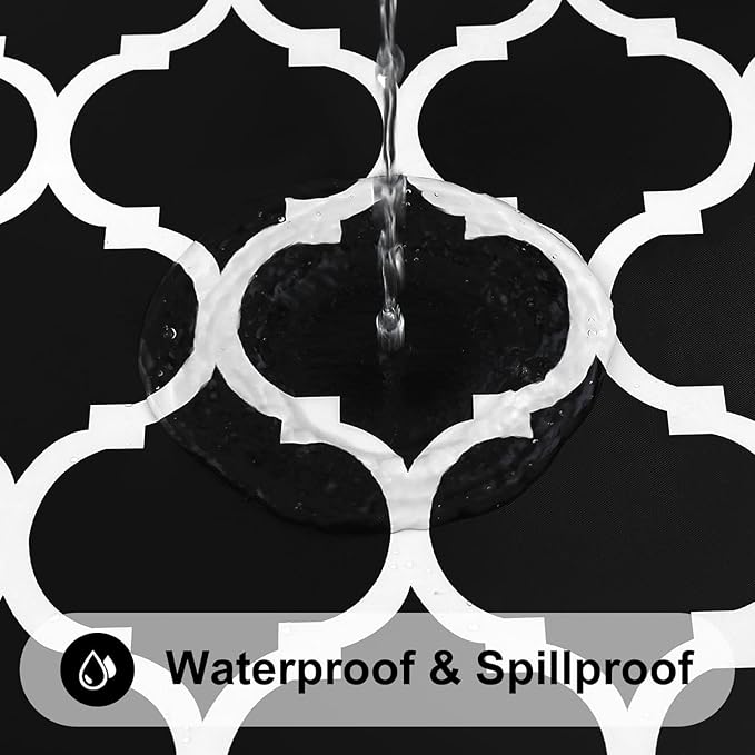 Smiry Rectangle Picnic Table Cover, Waterproof Elastic Fitted Camping Tablecloths for 4 Foot Tables, Wipeable Flannel Backed Vinyl Tablecloth Protector for Indoor, Outdoor (Black, 24x48 Inches)