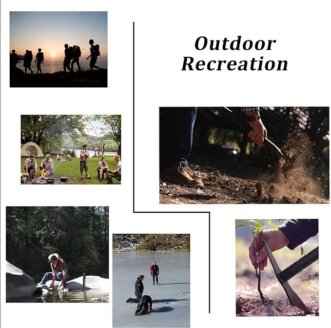 IUNIO Survival Off-Roading Tool Kit, 19 in 1 Folding Shovel, Camping Axe, Multitool, Pickaxe, with Carrying Bag, for Outdoor, Car Emergency (Upgrade Black)