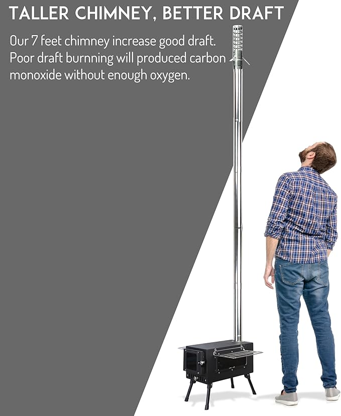 Preself Hot Tent Stove, Large Side Window, Winter Wood Burning Stove for Heating Cooking Camping Hunting (XL)