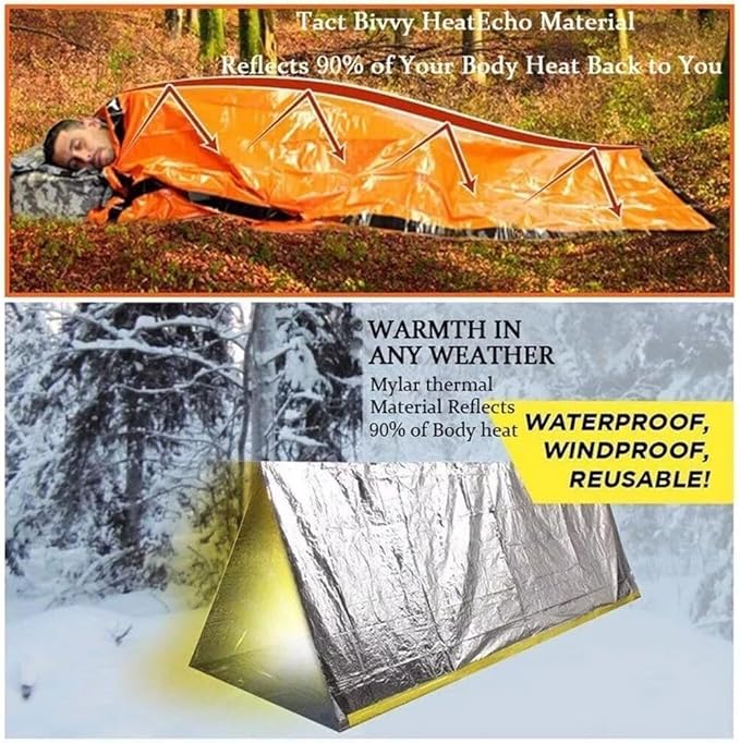 Emergency Sleeping Bag, 84"X36" Waterproof Survival Emergency Sleeping Bags for Survival, Pocket Size Survival Blanket, Thermal Bivy Sack for Outdoor Camping, Hiking,Hunting
