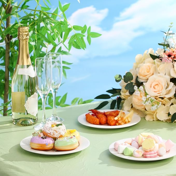 Irenare 3 Pcs Picnic Table and Bench Fitted Tablecloth Cover for 6 Ft Table 30 x 72 Inch Vinyl Fitted Elastic Edges Waterproof Wipeable Tablecloth for Indoor Outdoor Picnics Patio Camping (Sage Green)