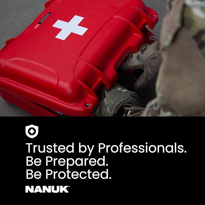NANUK 908 Waterproof First Aid Box Empty – Durable, Medical First Aid Organizer Case, IP67-Rated, Dustproof, Impact-Resistant, and Floats (7.4" x 4.9" x 3.1") – Red