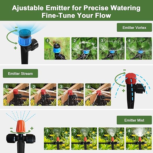 Drip Irrigation Kit for Garden, Quick-Connect Raised Bed Watering System with 1/2" & 1/4" 150FT, Plant Accessories, Drip Line Kit for Greenhouse, Sistema De Riego Por Goteo