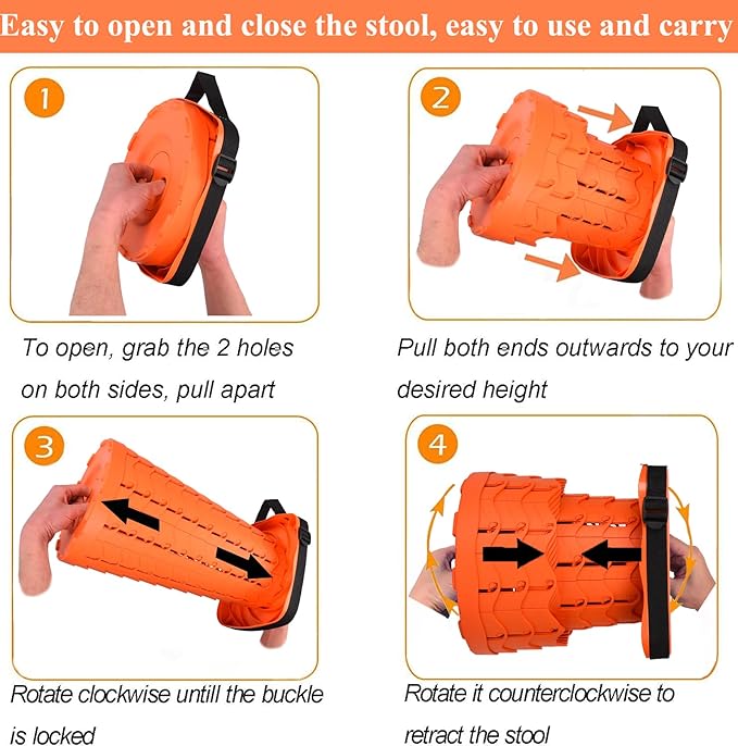 Fishboy Upgraded Square Collapsible Stool, 400lbs Max Weight, Lightweight But Sturdy, Portable Retractable Folding Telescoping Foldable Camping Stool for Adults Outdoor Fishing Hiking Travel BBQ