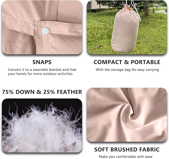 zzlamb Puffy Down Camping Blanket Water-Repellent, Down Throw Travel Blanket Portable for Outdoor, Light Warm Quilt for Couch Plane Car Theater Stadium Picnic RV Backpacking Hammock