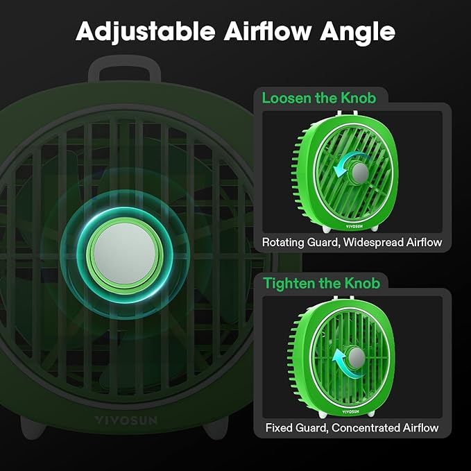 VIVOSUN AeroWave D4, 4” Grow Tent Clip Fan with Magnetic Hook, 3-Speed Strong & Quiet Airflow, Adjustable Airflow Angle for Hydroponics, Circulation & Cooling, Green, 1-Pack
