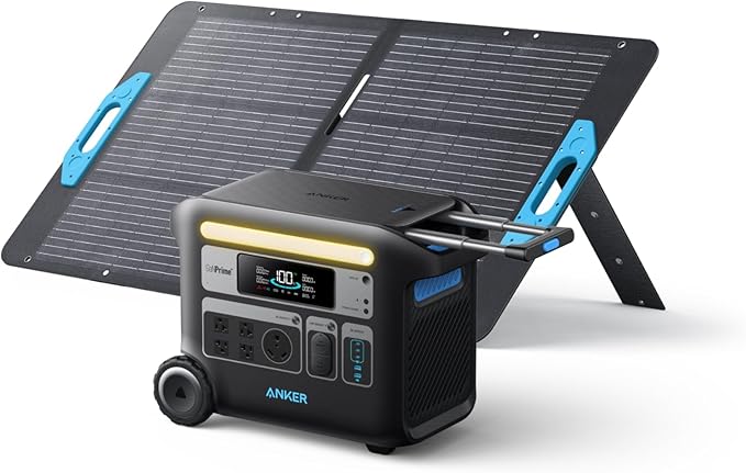 Anker SOLIX F2000 Portable Power Station, PowerHouse 767, 2048Wh GaNPrime Solar Generator with 100W Solar Panel, LiFePO4 Batteries, 4 AC Outlets Up to 2400W for Home, Power Outage, Outdoor Camping
