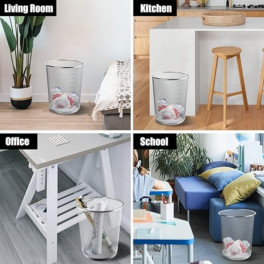 20PCS Mesh Trash Cans,6 Gal Mesh Office Trash Can, Silver Open Metal Wire Wastebaskets, Waste Basket Trash Can for Near Desk, Garbage Can,Recycling Garbage Container Bin for Office&Home