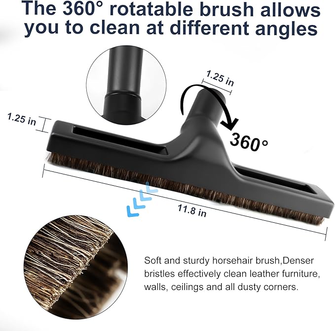 13Pcs Universal Vacuum Attachments for Shop Vac Accessories, Shop Vacuum Wet and Dry Attachments Kit with Hair Brush Extension for 1 1/4 Vacuum Hose Adapter