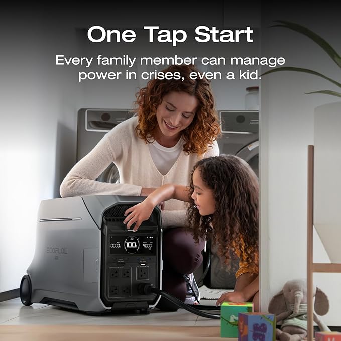 EF ECOFLOW 8kWh Home Battery Backup: 2 DELTA Pro 3 with 50 Amp Hub, 120/240V 8000W AC Output, Solar Generator for Home Use, Camping Accessories, Emergencies, Power Outages, RVs