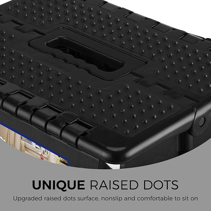 ACKO Folding Step Stool 13 inch Height Premium Heavy Duty Foldable Step Stools for Adults and Kids, Kitchen Plastic Small Collapsible Stepping Stool Hold Up to 300 LB Dot Black (1 Pack)