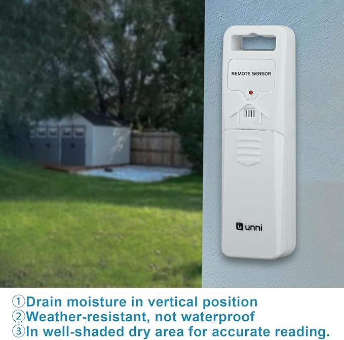 Indoor Outdoor Thermometer Hygrometer Wireless Weather Station, Temperature Humidity Monitor Battery Powered Inside Outside Thermometers with 330ft Range Remote Sensor(Blue)