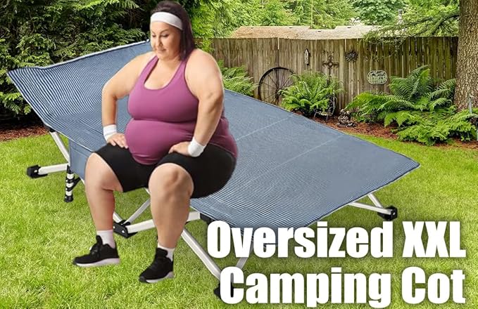 79" L x 32" W x 18" H Oversize Camping Cot with Comfortable Mattress XXL Sleeping Cots for Adults Camping Bed Folding Cot Heavy Duty with Carry Bag for Home Travel Outdoor Indoor