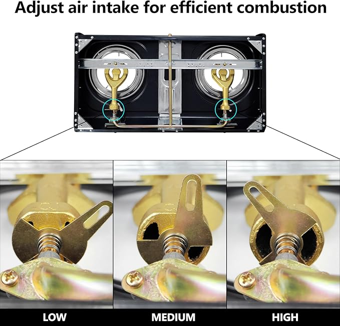 Propane Gas Stove Double Burner, Pulse Ignition LPG Cooktop, 17000 BTU Portable 2 Burner Propane Stove for Outdoor Cooking, camping, tailgating,or Emergencies