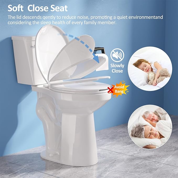 Simple Project Soft Tall Toilets for Seniors 21 inch with Comfort Chair Seat, 1.28 Gpf Powerful Single Flush High Toilet Elongated, 12 Inch Rough Extra Tall Toilet for Bathrooms & Tall Person