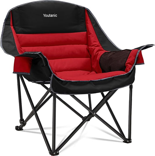 Oversized Camping Chair, Portable Folding Camping Chairs with Side Pocket, Cup Holder and Carry Bag, Heavy Duty Outdoor Camping Chairs for Adults, Fishing, Sports, Trip, up to 400lbs, Style 5