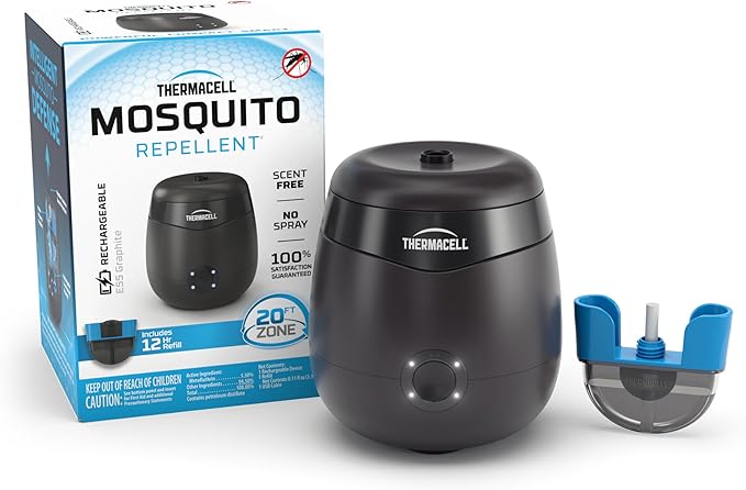 Thermacell E-Series Rechargeable Mosquito Repeller with 20’ Mosquito Protection Zone; Bug Spray Alternative; Scent Free