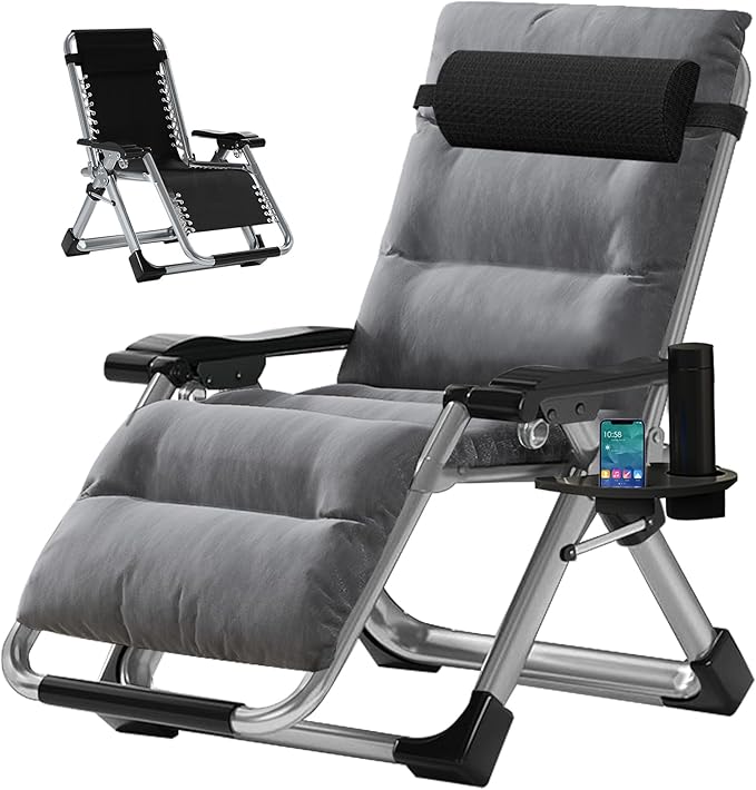 ABORON Zero Gravity Chair,Premium Outdoor Lawn Folding Lounge Chairs,Sturdy Adjustable Reclining Patio Chairs with Removable Cushion,Headrest & Tray