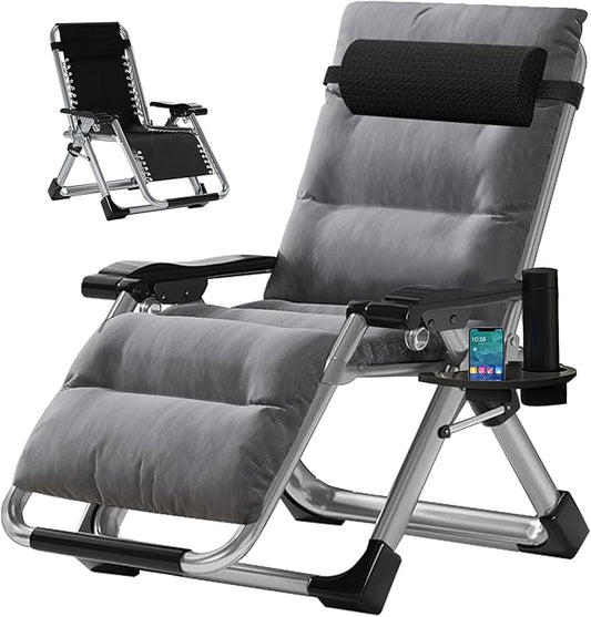ABORON Zero Gravity Chair,Premium Outdoor Lawn Folding Lounge Chairs,Sturdy Adjustable Reclining Patio Chairs with Removable Cushion,Headrest & Tray