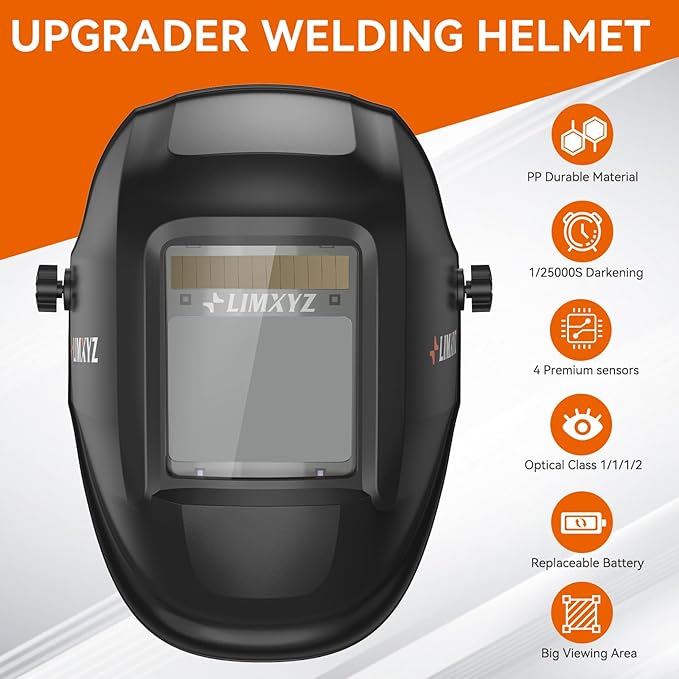 Welding Helmet Auto Darkening,Large Viewing 3.94 * 3.15" True Color Welding Hood With 4 Arc Sensors Solar Powered,Wide Shade 5-9/9-13 for TIG, MIG, MAG With Welding gloves (L-001)