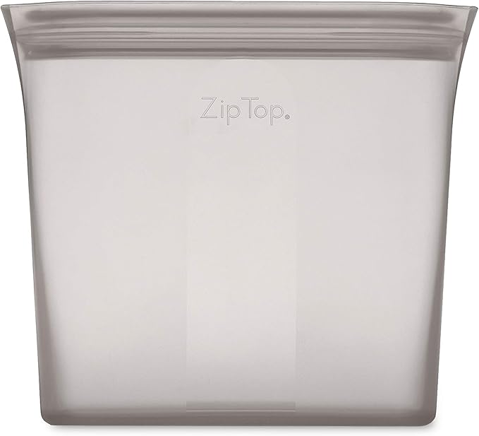 Zip Top Reusable Food Storage Bags | Sandwich Bag [Gray] | Silicone Meal Prep Container | Microwave, Dishwasher and Freezer Safe | Made in the USA
