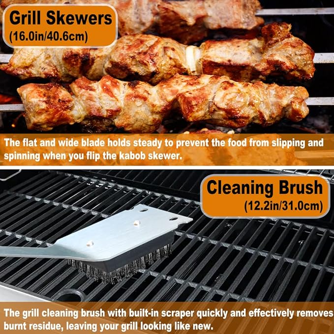 POLIGO 28PC Exclusive BBQ Grill Accessories in Carrying Bag for Birthday Fathers Day Grilling Gift - Premium Grill Utensils Set with Barbecue Claws, Meat Injector, Thermometer for Smoker, Camping BBQ