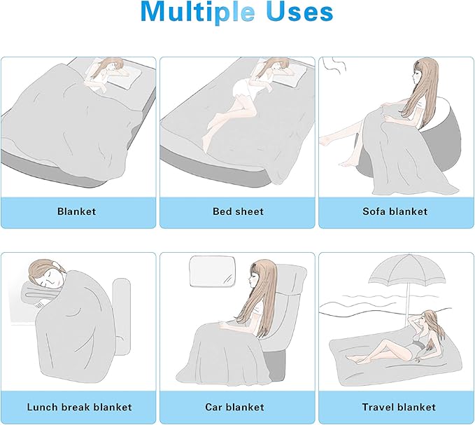 AmyHomie Cooling Blanket, 100% Rayon Derived from Bamboo, Cool Summer Blanket for Hot Sleepers, Soft Comfy Lightweight Blankets for All Seasons(Blue, 79×91in)