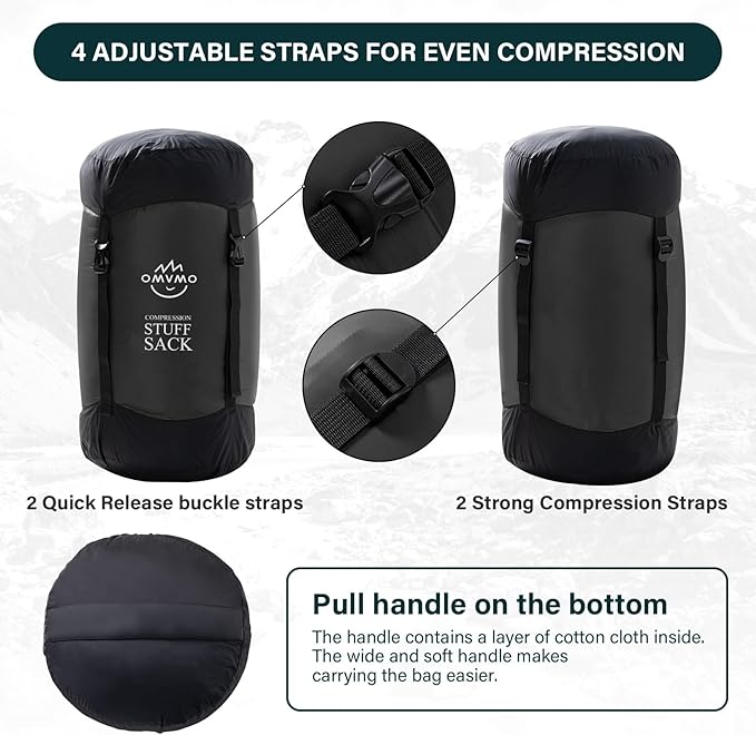 Compression Sack, 12L/19L/32L/46L/53L Water-Resistant Sleeping Bag Stuff Sack,Anti-Tear Ultra Light 400T 20D Nylon Storage Bag,Space Saving Gear for Camping Hiking Travel 1Pcs