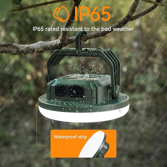 VAVOFO 15,000mAh 4000LM LED Camping Lantern Rechargeable, 3 Lighting Modes Portable Tent Light with Magnet, IP65 Waterproof Hanging Light for Emergencies, Power Outages ,Hurricane(Green)