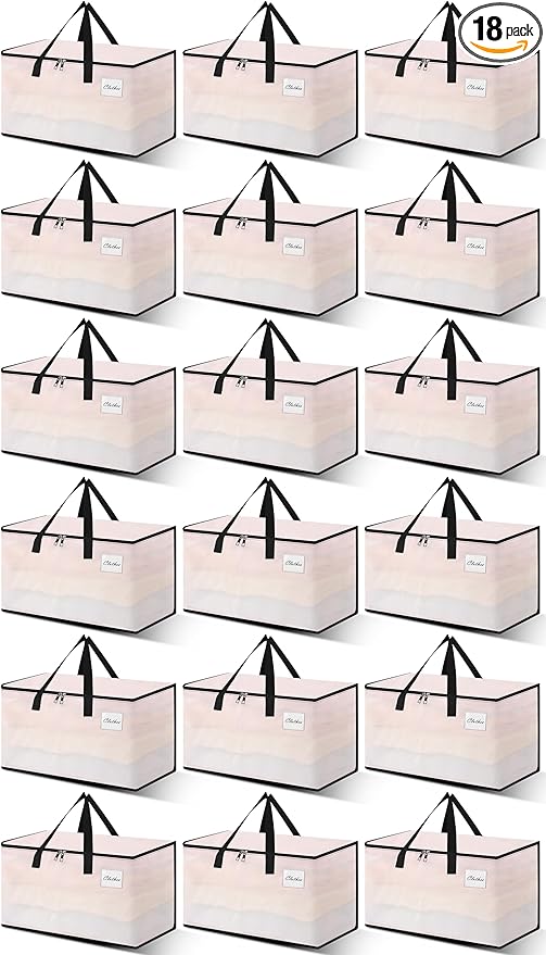 Heavy Duty Moving Bags - Extra Large Packing Bags and Storage Totes, Collapsible and Foldable Option for Moving and Storage, Clear, 125 L - 18 Pack