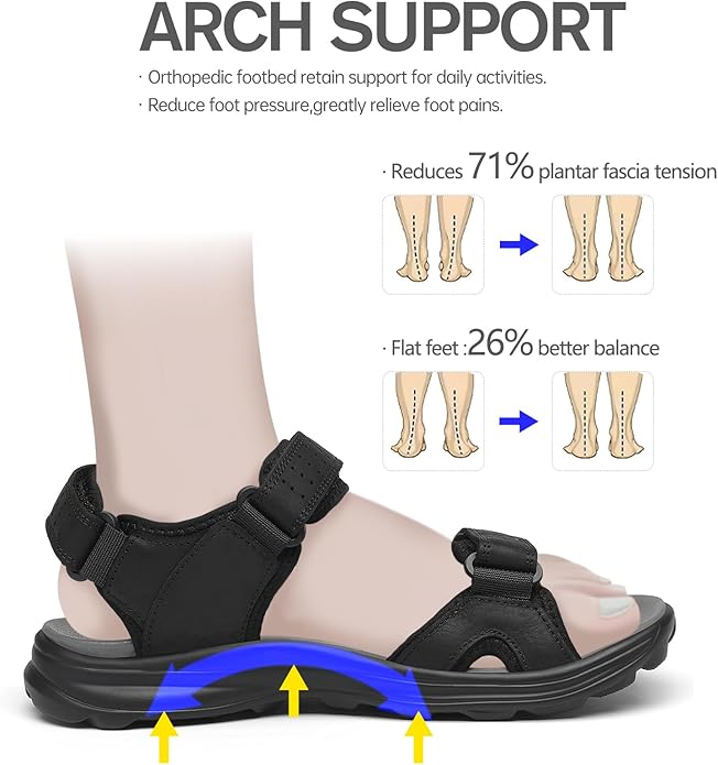 FLARUT Men's Sport Sandals Outdoor Hiking Sandal Open Toe Walking Sandals for Summer Beach Water Shoes