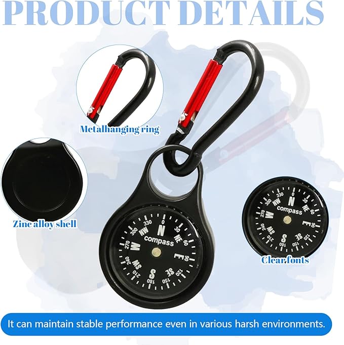 Custom Engraved Compass Keychain - Personalized Brass Compass with Luminous Function, Waterproof Survival Tool for Hiking Camping Graduation Gifts