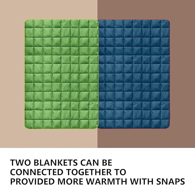 zzlamb Puffy Down Camping Blanket Water-Repellent, Down Throw Travel Blanket Portable for Outdoor, Light Warm Quilt for Couch Plane Car Theater Stadium Picnic RV Backpacking Hammock