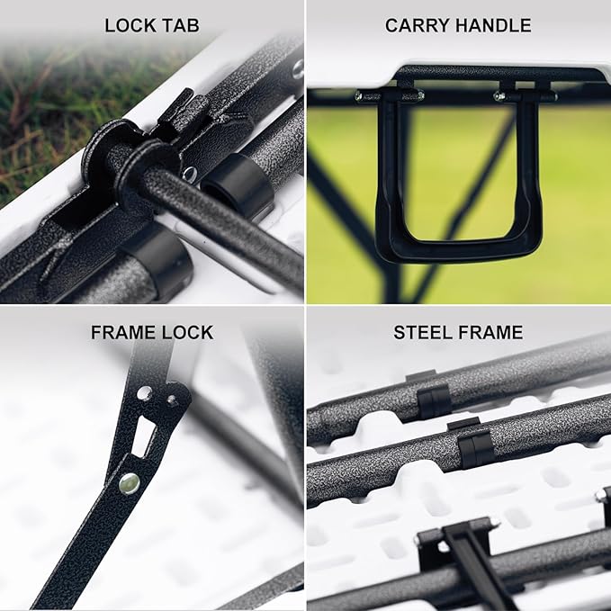 34" Square Folding Table Outdoor Foldable Folding Table,Perfect for Camping Picnics Parties Foldable Table with Ideal Portable Folding Tables for Indoor & Outdoor Use (White, 3 Foot Square)