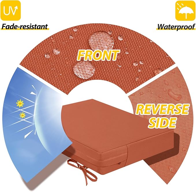 AAAAAcessories Outdoor Seat Cushions for Chairs, Waterproof, Fade-Resistant Patio Furniture Replacement Cushions, 18.5" x 16" x 3", Set of 2, Rust