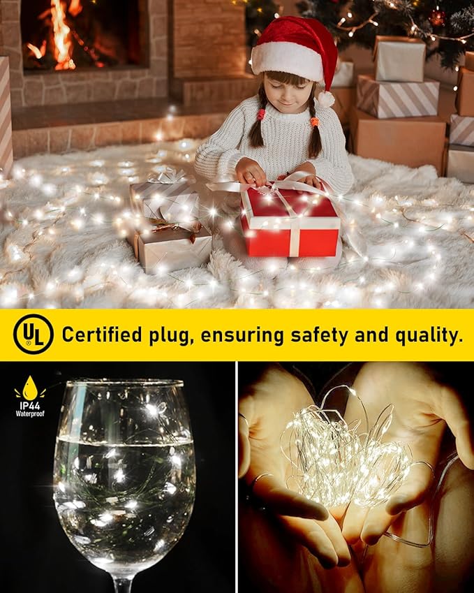 KNONEW 532FT Outdoor Christmas Fairy Lights Plug in,1600 LED String Lights Outdoor Waterproof 8 Modes Memory Times for Wedding Bedroom Walls Garden Trees Decoration(Cool White)