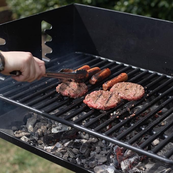 Ash & Ember Park-Style Grill, 384 Sq. In Jumbo Charcoal Grill with Base Anchor, 22.5"x16.5" Grill Grate, Single Post Outdoor Cooking Backyard BBQ, Camp Grilling Barbecues