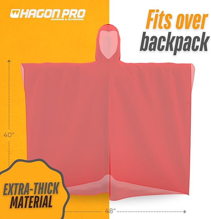 Hagon PRO Disposable Rain Ponchos for Adults (5 Pack)