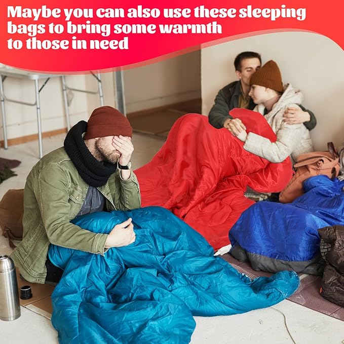 10 Pcs 0 Degree Camping Sleeping Bags Bulk for Adults Cold Weather Sleeping Bags 4 Season Warm Waterproof Lightweight with Compression Sack for Backpacking Hiking Travel Homeless