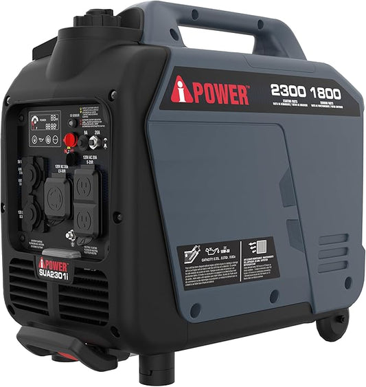A-iPower Portable Inverter Generator, 2300W RV Ready, EPA & CARB Compliant CO Sensor, Portable Ultra-Light Weight For Backup Home Use, Tailgating & Camping (SUA2301i)