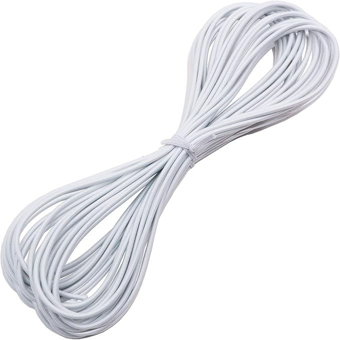 1/8" Elastic Bungee Shock Cords, 25 Feet Marine Grade Kayak Heavy Stretch String Rope & Tie Down Trailer Straps for DIY Projects White