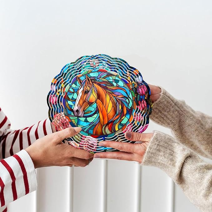 Horse Yard and Garden Wind Spinner, Unique 3D Hanging Horse Wind Spinner