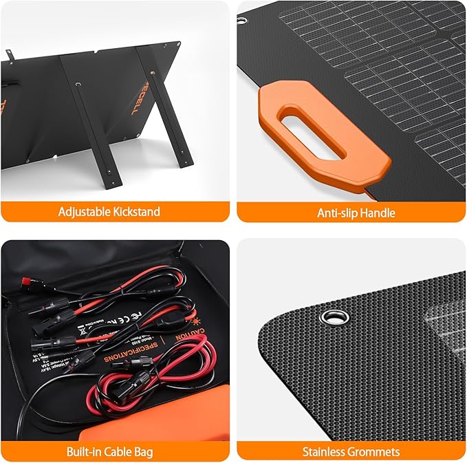 GRECELL 100W Solar Panel for Power Station Generator, 21.5V Portable Foldable Solar Panel with Fast Charger and Adjustable Kickstand Solar Cell Charger for Outdoor Camping RV Van Travel