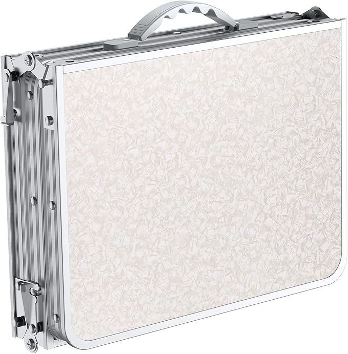 GARLLEN Folding Table for Camping, 3-Adjustable Height Lightweight Folding Picnic Table with Storage Bag, Portable Aluminum Outdoor Table for Outside, Camping, BBQ, 34.2" L x 15.7" W