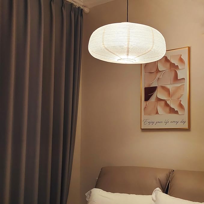 (22.05Inch) Large Paper Lantern, White Pumpkin Paper Lamp Shade, Handmade Folding Hanging Paper Lamp Shade, Suitable for Indoor Ceiling Light Decor (22.05)