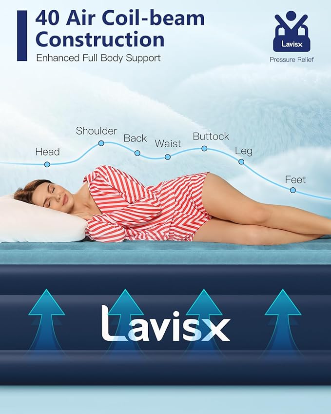 Queen Air Mattress with Built in Pump 16" Blow Up Mattress Raised Air Bed, 3 Mins Quick Self Inflatable with Storage Bag for Guest and Home