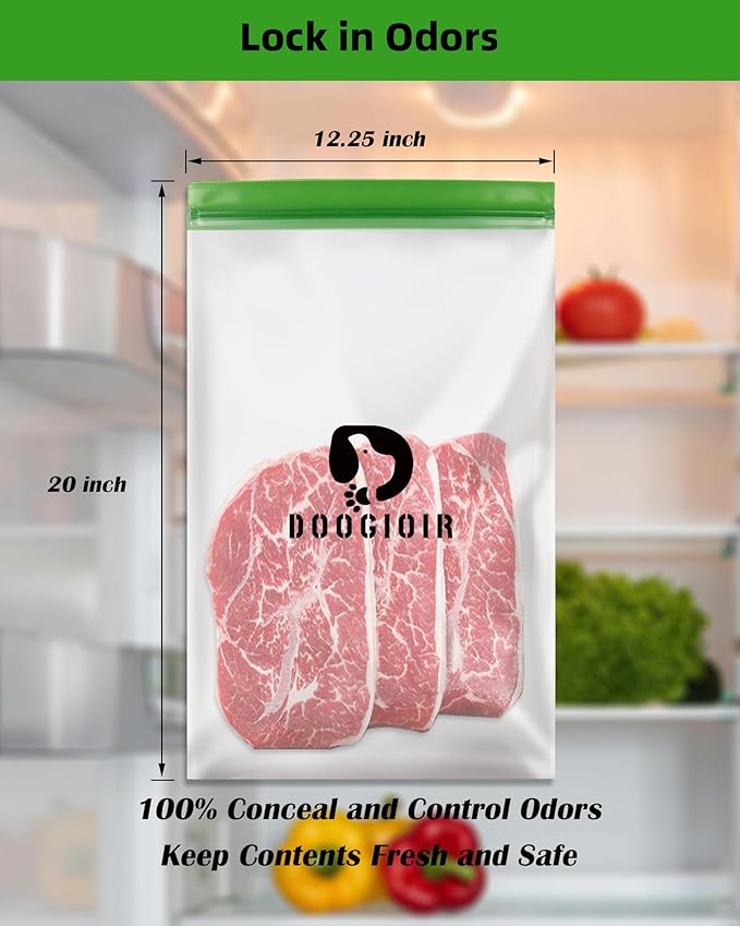 Odor Proof Storage Bags - 12ｘ20 Inch Double Seal Odor Barrier Storage Bags for Backpacking, Camping and Household, Lock in Odors Keep Contents Fresh and Waterproof, Reusable Odor Proof Bags (2 Pack)