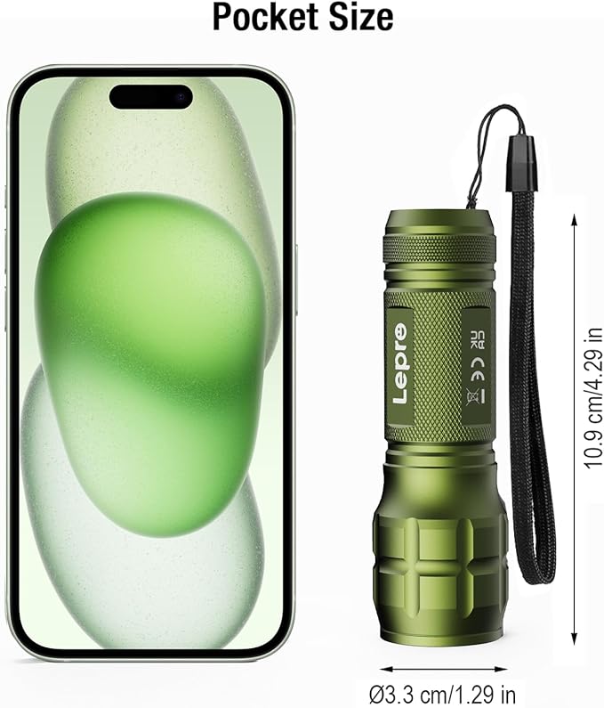 Lighting EVER LED Flashlights High Lumens, Small Flashlight, Waterproof, Adjustable Focus Flash Light for Outdoor, Emergency, Camping, AAA Batteries Included, 2 Pack