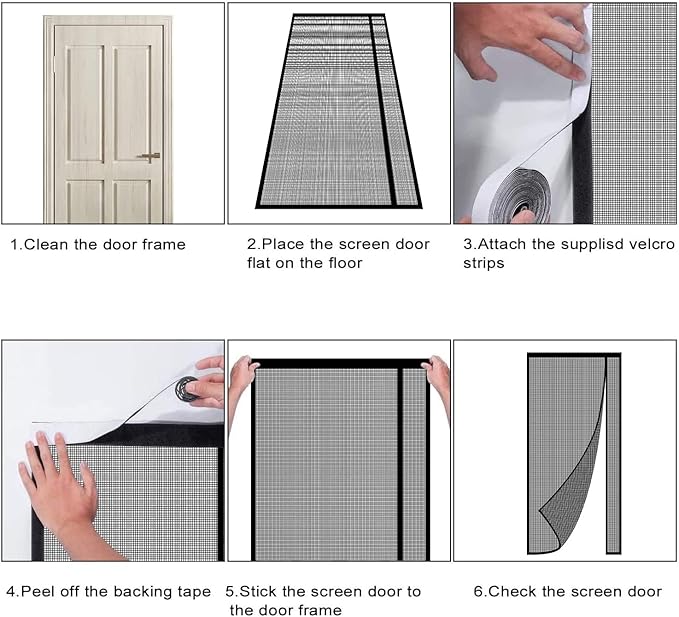 Fiberglass Magnetic Screen Door, Sunmoxia Reversible Left Right Side Opening Heavy Duty Reinforced Mesh Auto-Closing Door Curtain, Fits Doors up to 36" x 82"