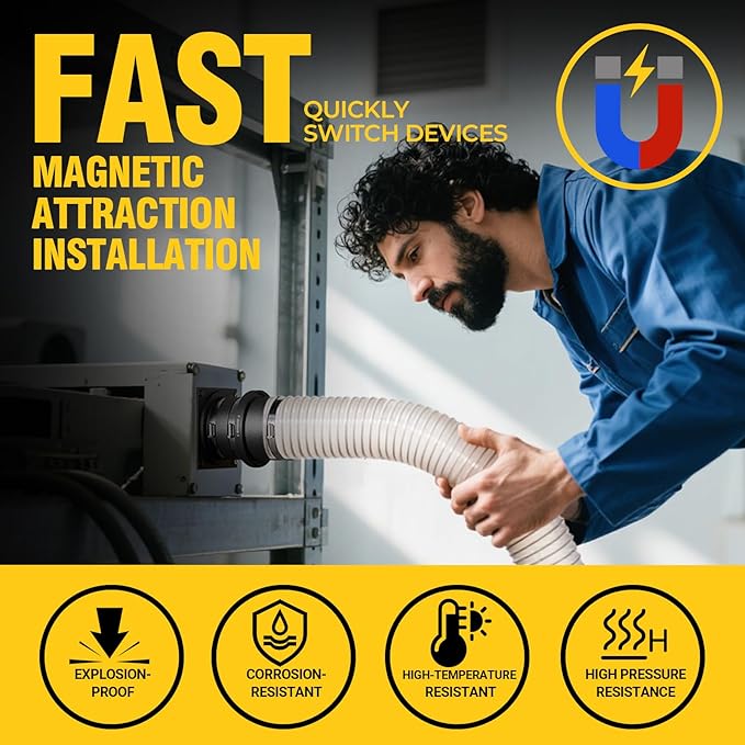 4 Inch Magnetic With Interlock Dust Collection Starter Kit for Dust Collectors, Fast Connect Dust Hose to Machinery Port, Dust Collector/Vacuum Fittings 2 Pack